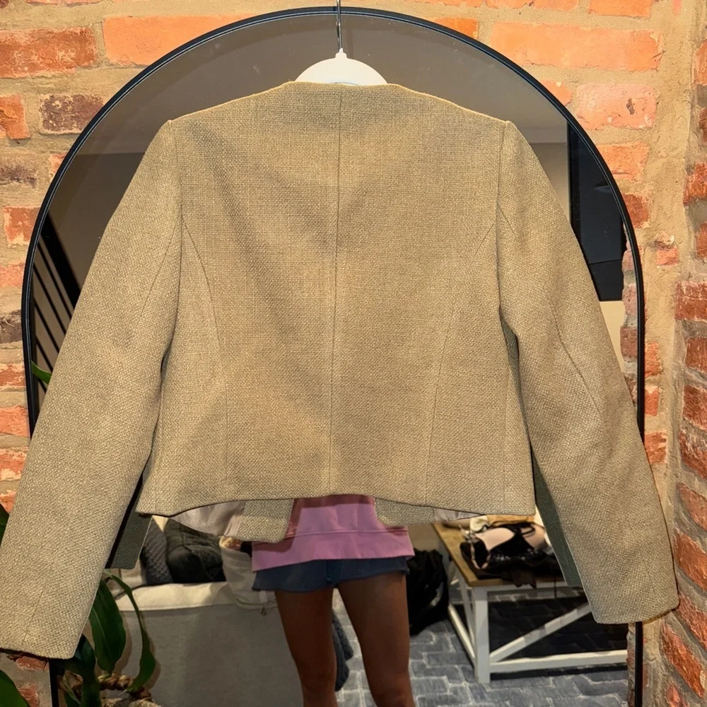 NWT Zara Tan/Khaki Blazer with Gold Buttons, XS - Picture 6 of 7